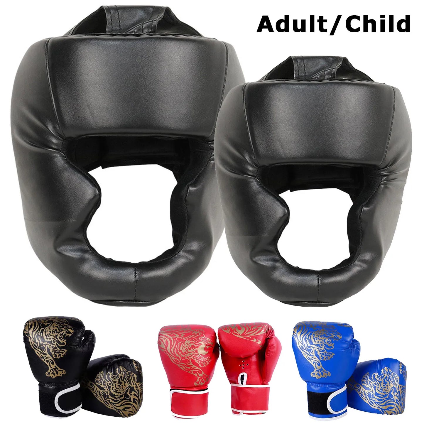 Adults/child MMA Safety Boxing Gloves Helmet Head Gear