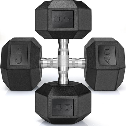 Rubber Hex Hand Dumbbell Weight Set 30-75LB