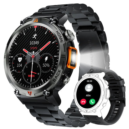 LaNikar KE3 Steel‑Ring Bluetooth Health Smartwatch