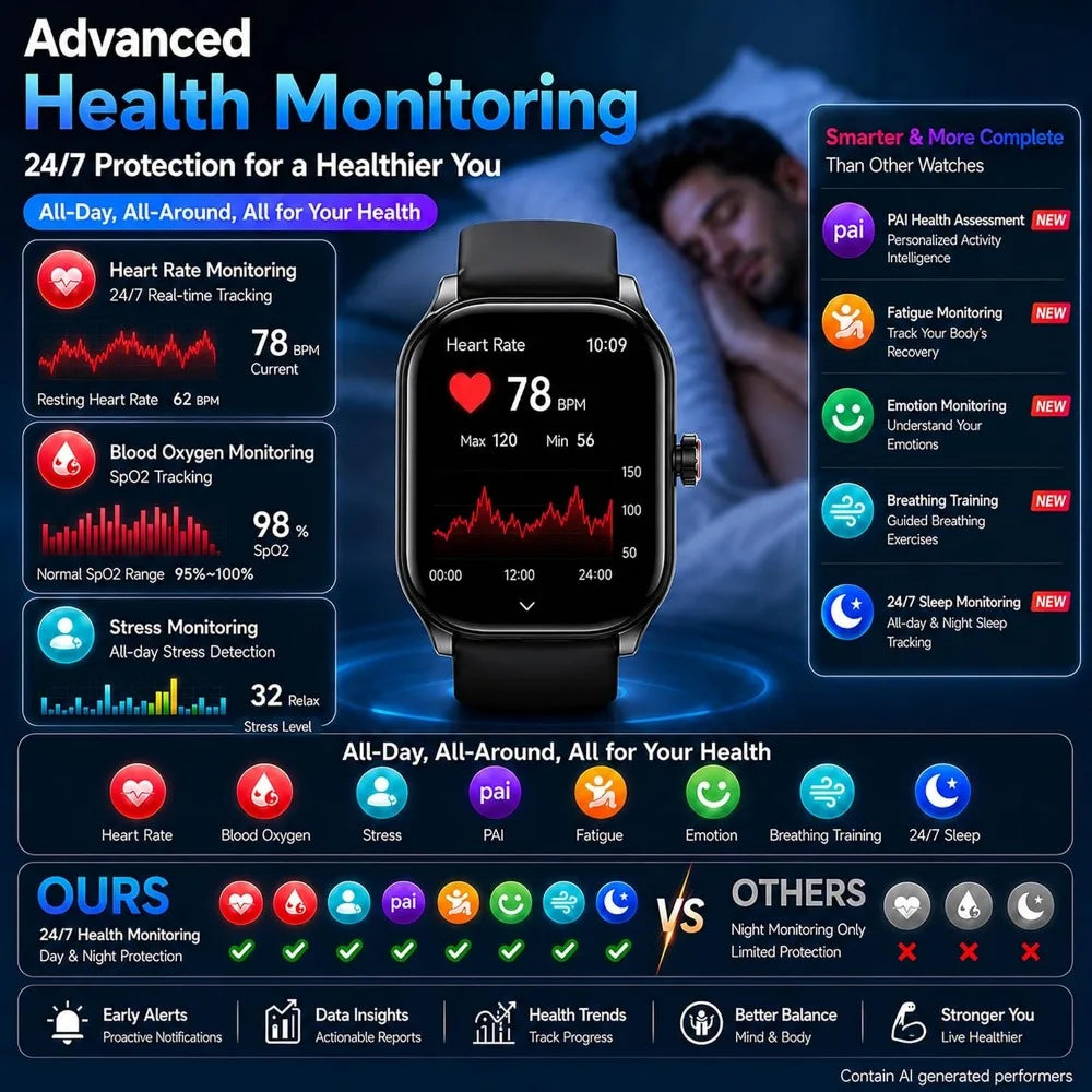 AI GPS Smartwatch: HD, Waterproof, Bluetooth Fitness Tracker
