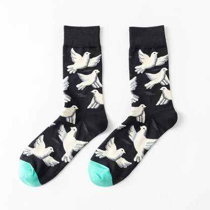 1 Pair Women Socks Cartoon Art Flower