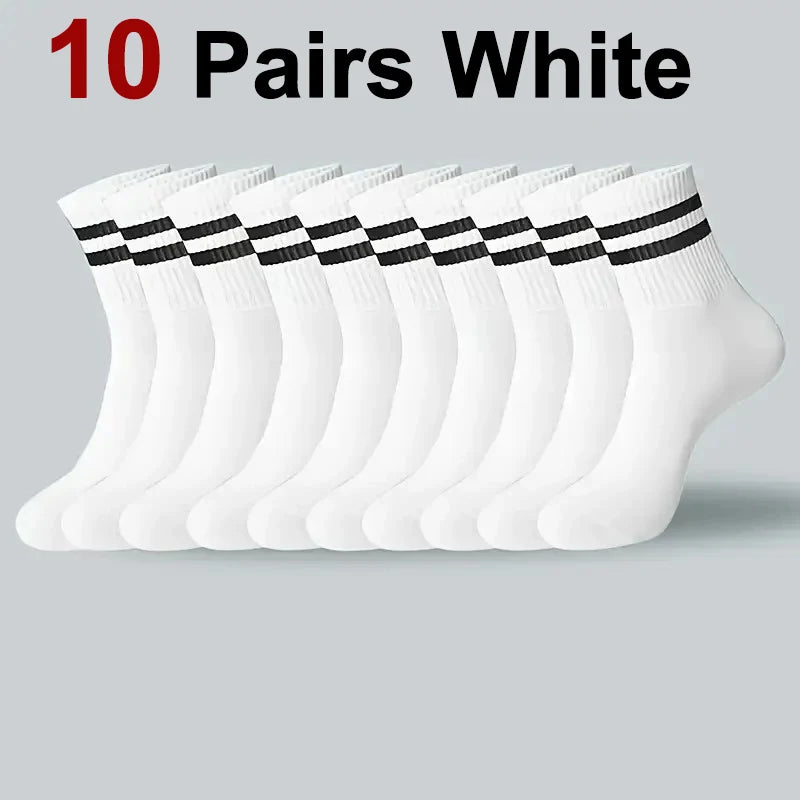 6/10/20 Pairs Men Women Striped Round Neck Socks