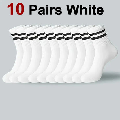 6/10/20 Pairs Men Women Striped Round Neck Socks