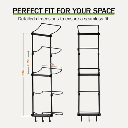 Slim Wall Mount Yoga Mat Holder with Mesh Bag, 5-Tier Storage Rack