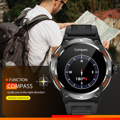 Smart Men’s Waterproof Watch with Compass Flashlight