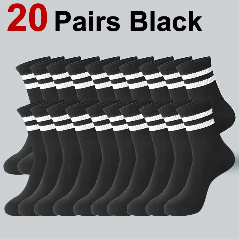 6/10/20 Pairs Men Women Striped Round Neck Socks