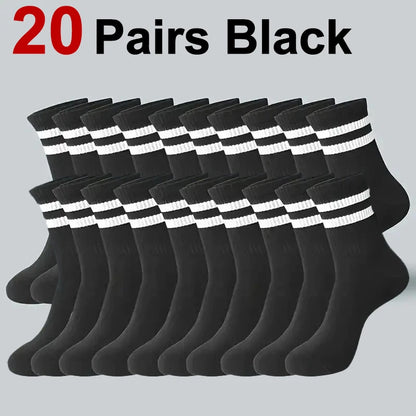 6/10/20 Pairs Men Women Striped Round Neck Socks