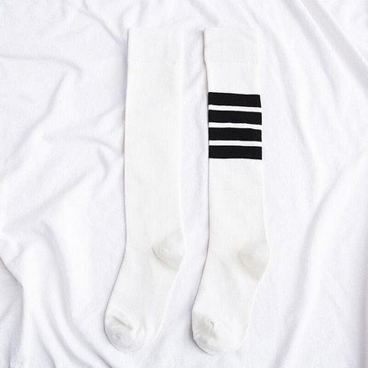 Striped Long Warm Thigh High Stockings Women's Casual Tube Thigh High Socks for School Over Knee High Socks for girls