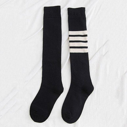 Striped Long Warm Thigh High Stockings Women's Casual Tube Thigh High Socks for School Over Knee High Socks for girls